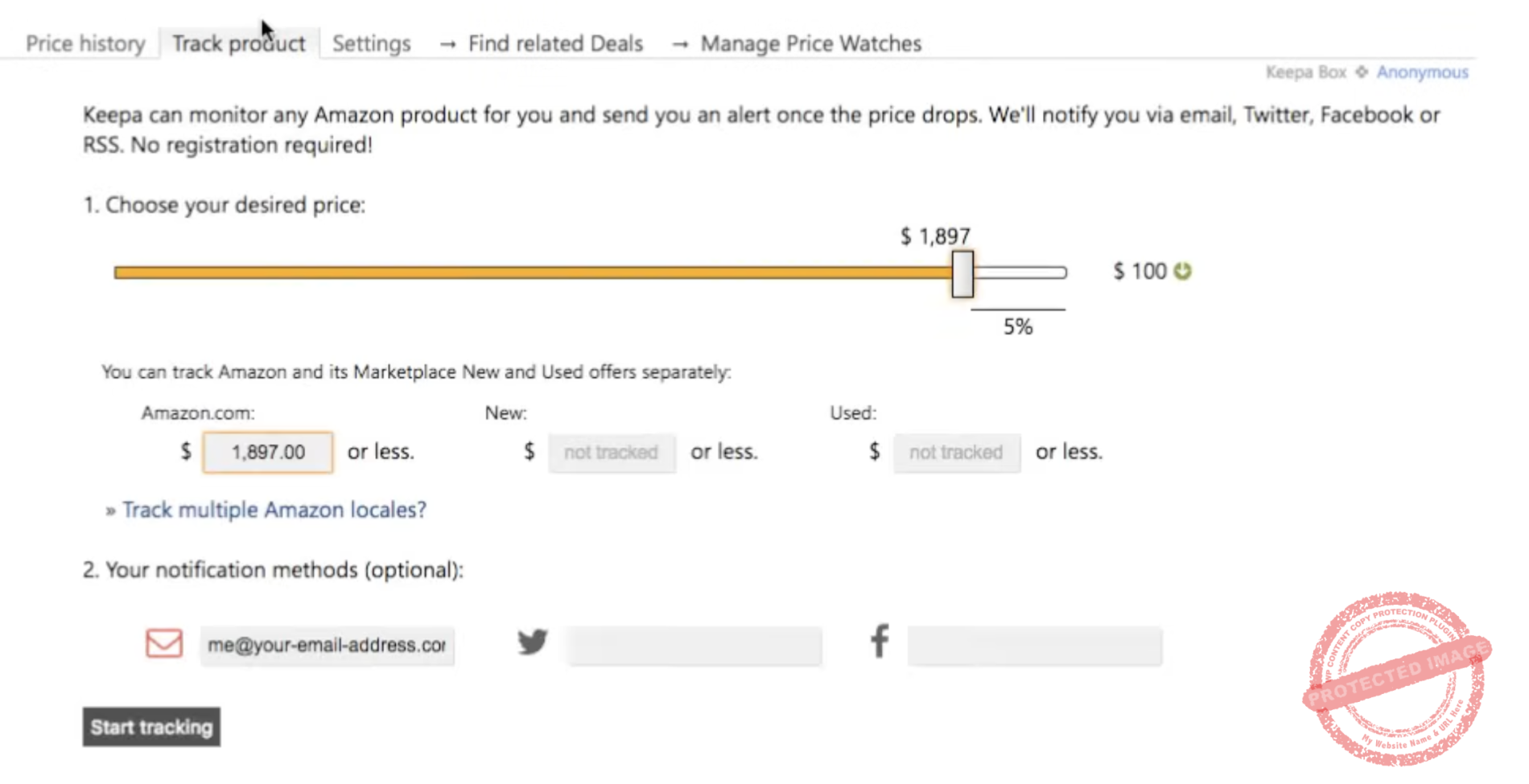 Keepa price tracking setup