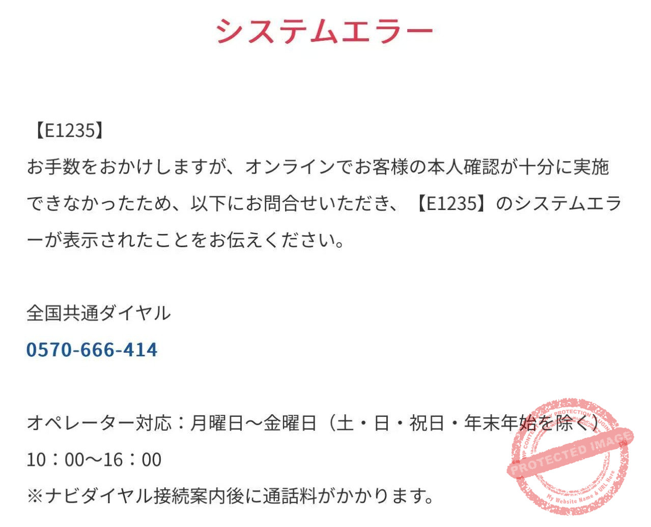 CIC Error E1235 screen