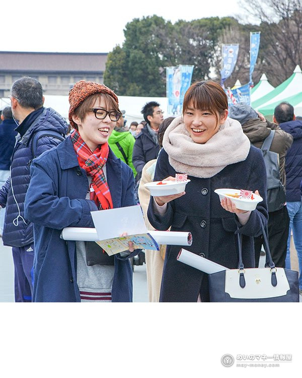 Sake Matsuri Japan Autumn in Okachimachi: Free Entry, 11 Breweries and 113 Sakes 8 Two smiling women walking through the festival holding small plates of food