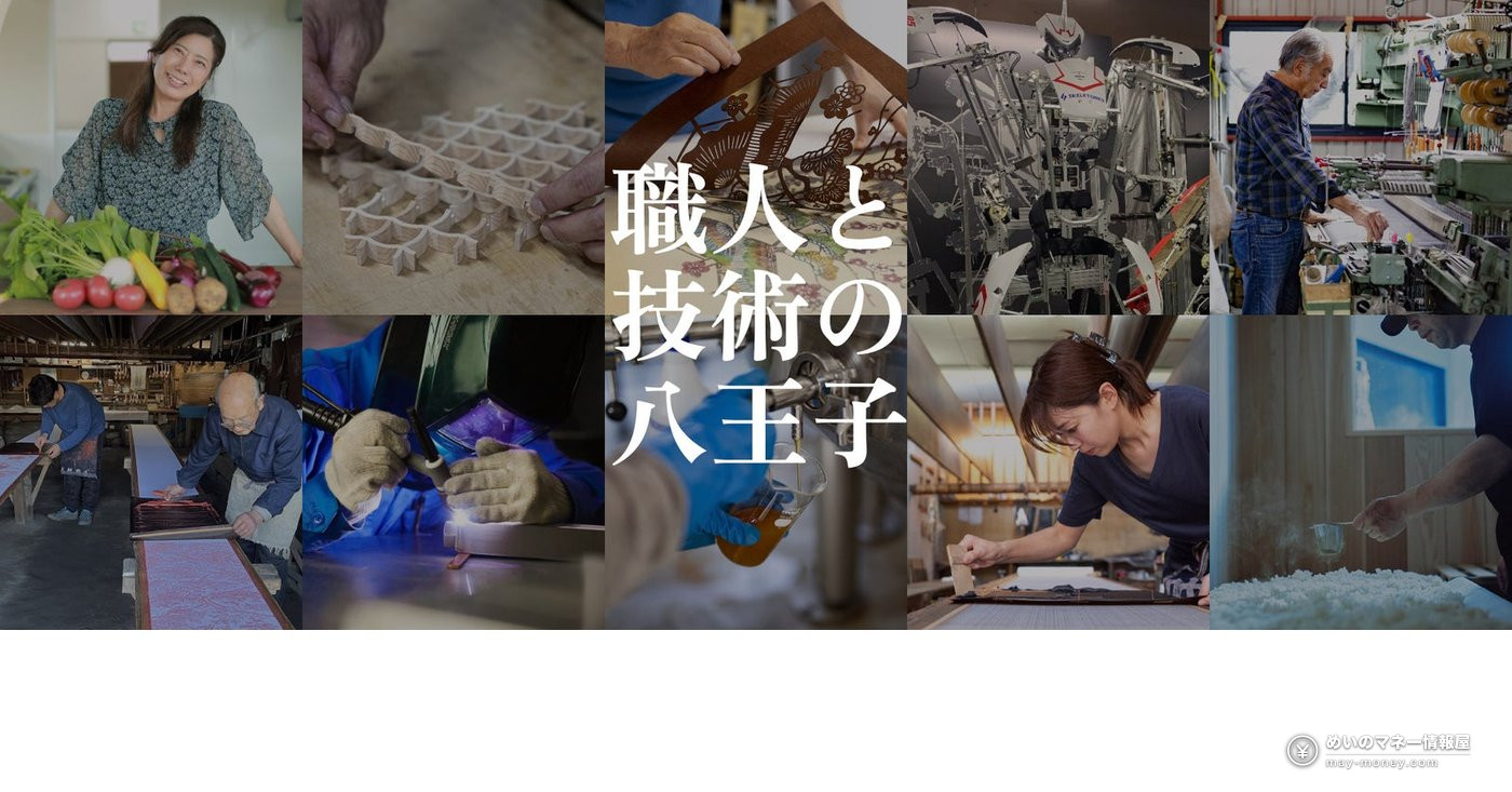 八王子の職人と仕事場の写真を並べたコラージュ