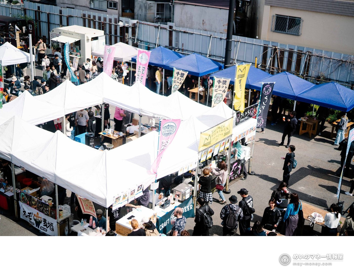 Shimokita Craft Beer Fest Fall: Free Entry, 12 Breweries, Oct 10–12 2 Aerial view of a past festival with rows of white tents and crowds in front of Shimokitazawa Station