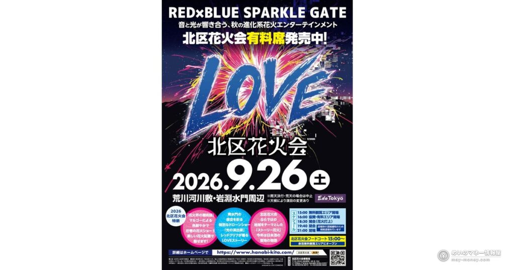 Kita City Fireworks on Sept 26: Seats, Times & Free Viewing 7 北区花火会2026|約10,000発の花火と有料席・アクセスまとめ