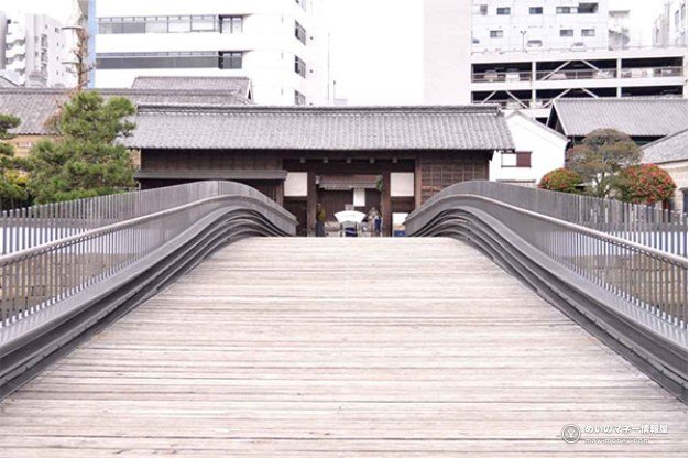 Wooden bridge and gate in Nagasaki