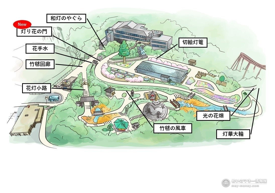 Illustrated map of the HANA Akari light spots, with the new spot marked