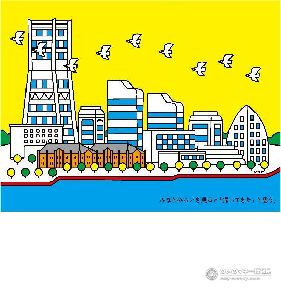 SMILE GARDEN 2026攻略|横滨站北西口10/25免费活动,美食・啦啦队・DJ时间表 6 横滨港未来街景和红砖仓库的插画