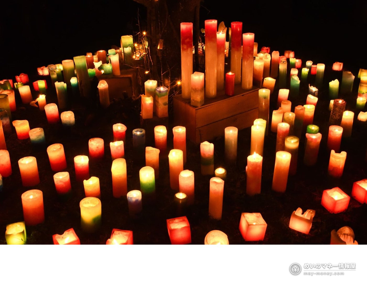 if Inariyama Festa (Oct 11): Free Charity Festival and Candle Night in Sayama 2 Colorful candles of different sizes and wooden crates lined up on the ground at night