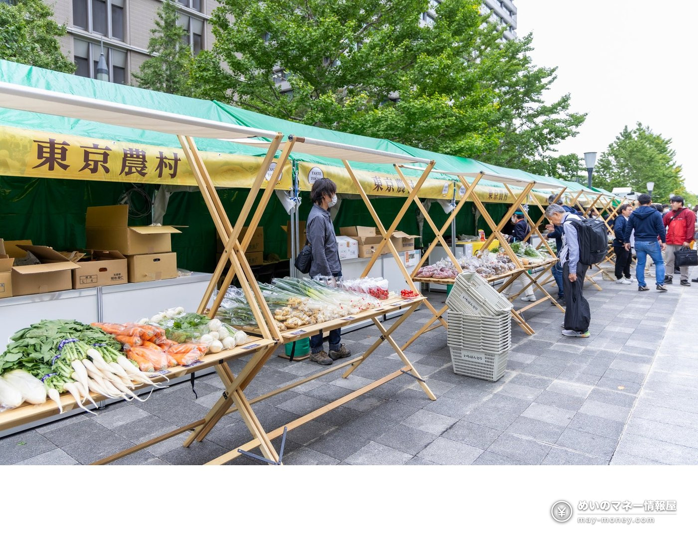 Taste of Tokyo 2026: Tokyo-Grown Food Festival in Marunouchi, Hibiya and Toyosu (Oct 23–25) 2 An outdoor farm stand under green tents with vegetables laid out on tables