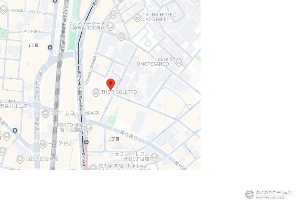 渋谷駅周辺とMarked渋谷の位置を示す案内地図