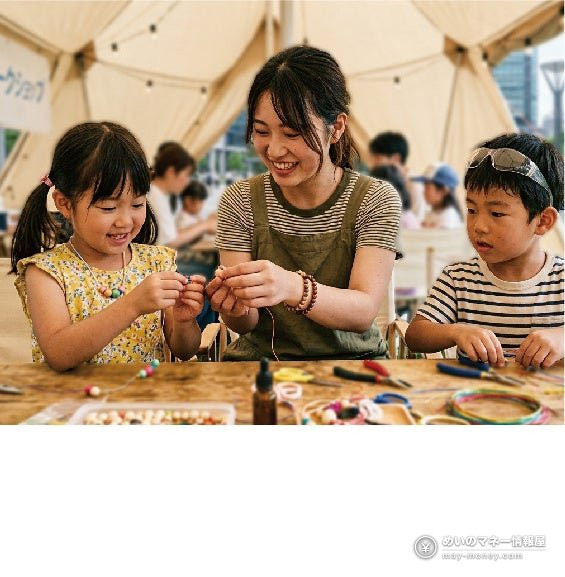 SMILE GARDEN 2026攻略|横滨站北西口10/25免费活动,美食・啦啦队・DJ时间表 5 在帐篷下和孩子一起做手工的女性