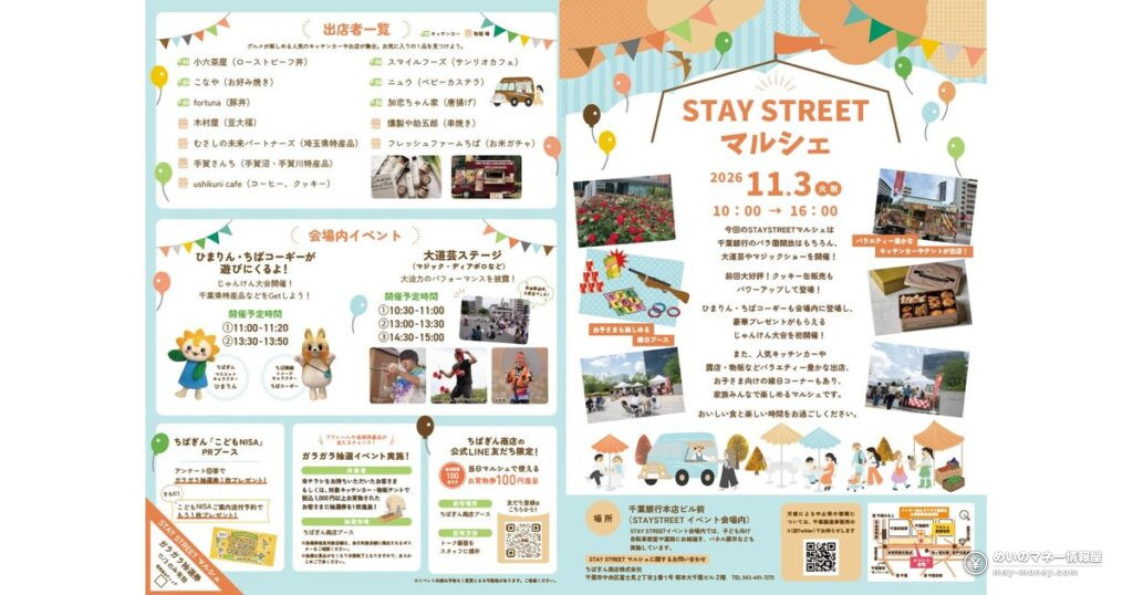 STAY STREETマルシェ｜千葉銀行本店前の国道上で11/3・11/15、クッキー缶の特別販売も