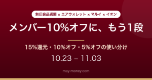 無印良品週間をさらに安く｜エアウォレット15%・マルイ・イオン